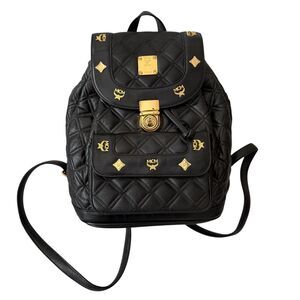MCM black quilted leather backpack authentic with COA